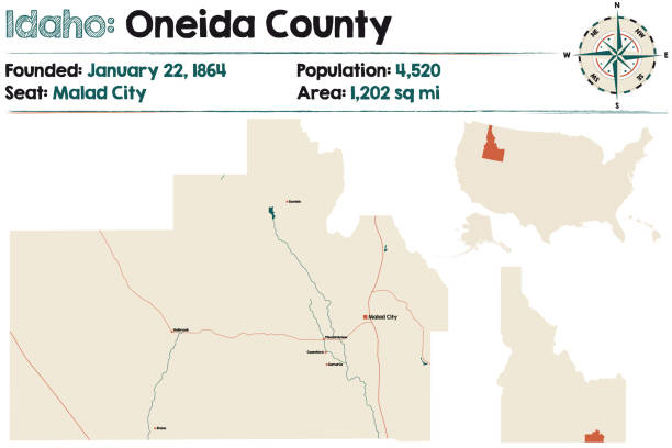 illustrations, cliparts, dessins animés et icônes de carte du comté d’oneida dans l’idaho - oneida