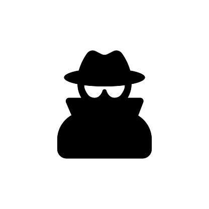 Anonymous spy agent vector icon. Spy or hacker symbol isolated Vector illustration EPS 10