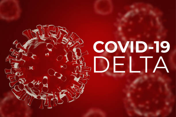 Coronavirus delta variant. Covid-19mutation Covid 19 indian strain. Coronavirus mutation. 3d illustration of delta variant covid-19 on red background. sars cov 2 delta variant stock pictures, royalty-free photos & images