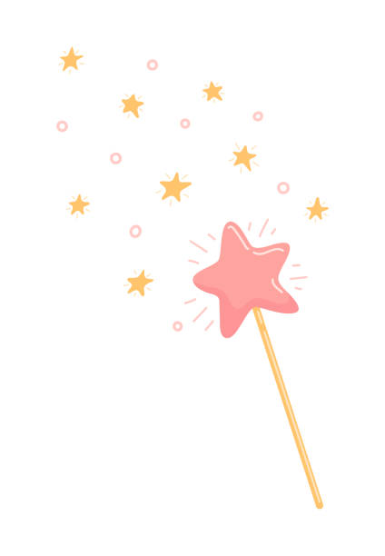 Magic faerie wand Magic faerie wand with magic stars pics of the godmother stock illustrations