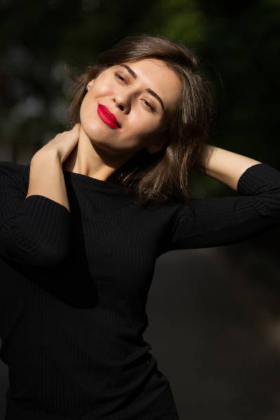 istock Gorgeous brunette woman with red lips 1327070763