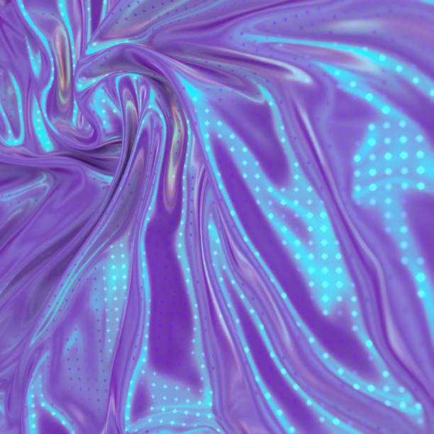 istock Wavy iridescent glitter fabric with pattern of glitter diamonds. 3d rendering digital illustration 1327073298