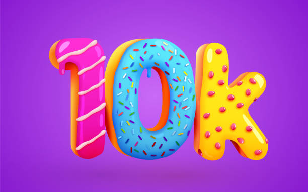 10k or 10000 followers donut dessert sign. Social media friends, followers. Thank you. Celebrate of subscribers or followers. 10k or 10000 followers donut dessert sign. Social media friends, followers. Thank you. Celebrate of subscribers or followers. Vector illustration follow up stock illustrations