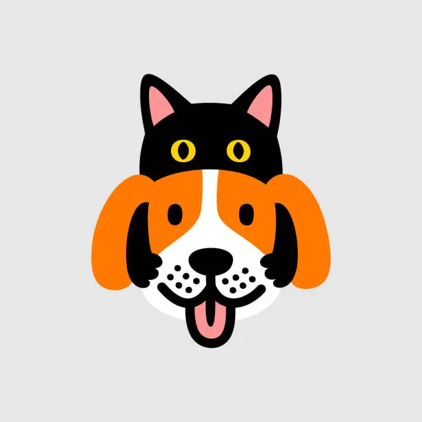 Vector illustration of Dog and cat