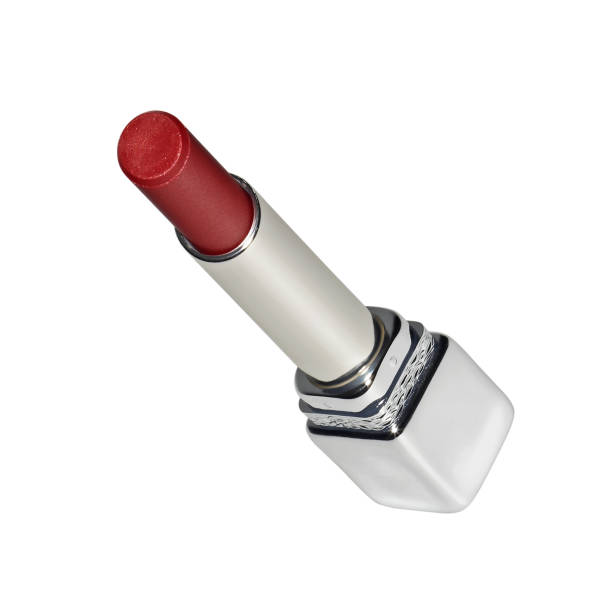 istock Open red lipstick silver tube isolated on white 1327074842