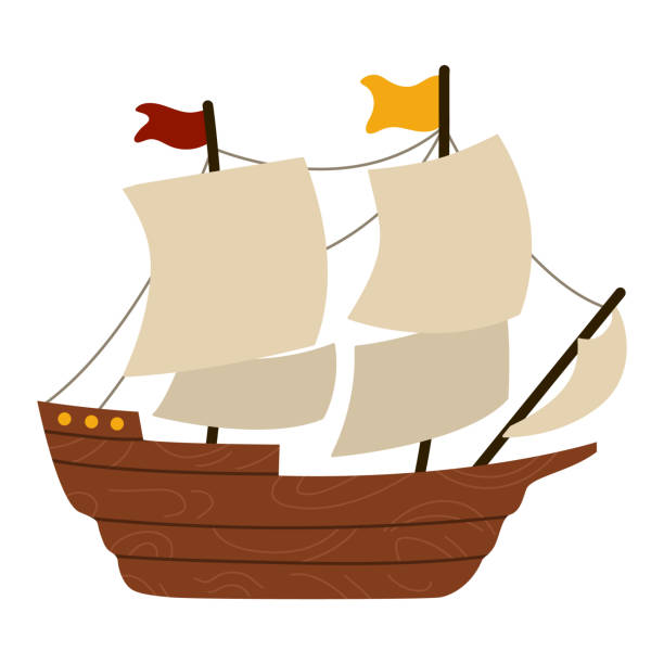 Vector Wooden Ship With Sails Isolated On White Background Pilgrim  Historical Boat Illustration Thanksgiving Day Icon First American People  Transportation Stock Illustration - Download Image Now - iStock