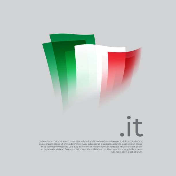 illustrations, cliparts, dessins animés et icônes de drapeau de l’italie. affiche nationale de conception stylisée vectorielle sur fond blanc. drapeau italien peint avec des coups de pinceau abstraits avec son domaine, lieu pour le texte. tricolore. bannière patriotique d’état italie, couverture - domain