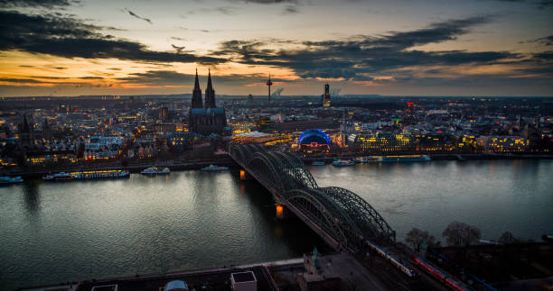 istock Cologne cityscape at dusk, Germany 1327085997