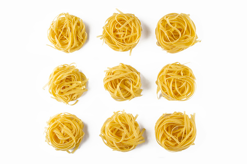 Nine different piece of Italian pasta 