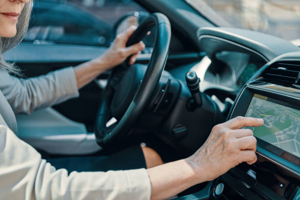istock Close up of woman using global positioning system 1327089426