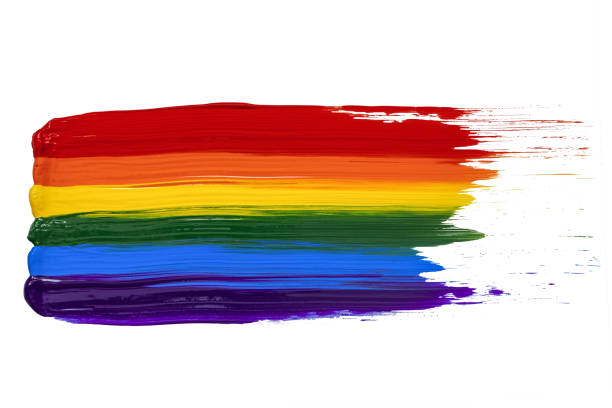 Painted Rainbow LGBT Pride flag isolated on white background. Six colored striped flag: red, orange, yellow, green, blue, and violet. Painted Rainbow LGBT Pride flag isolated on white background. Six colored striped flag: red, orange, yellow, green, blue, and violet. gay pride symbol photos stock pictures, royalty-free photos & images