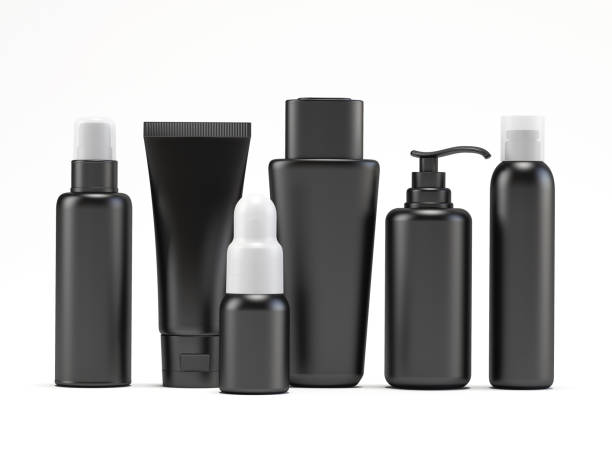 istock Black cosmetic set on white background 1327095783