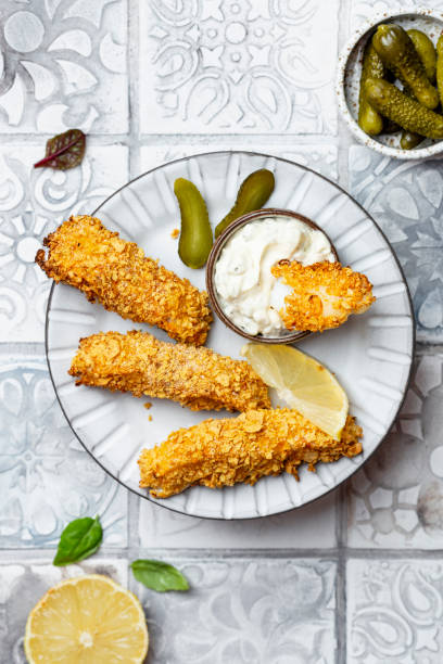 istock Homemade fresh fish finger with tartar sauce 1327097560