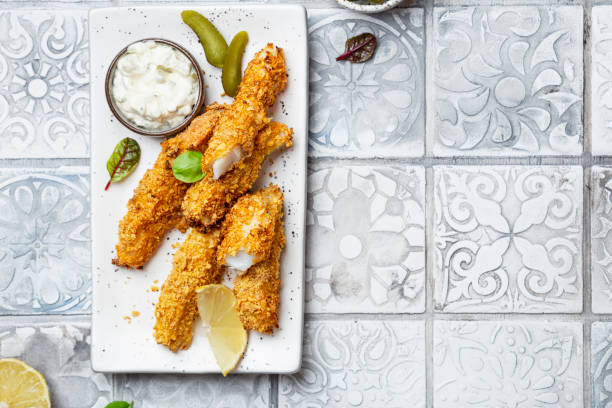 istock Homemade fresh fish finger with tartar sauce 1327097564