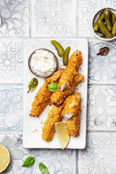istock Homemade fresh fish finger with tartar sauce 1327097574