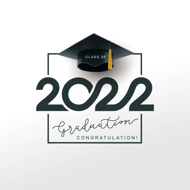 Class of 2022. Stylized inscription with the year and the realistic graduate's cap. Design for graduation themed template, simple style. Vector illustration. Isolated on white background. Class of 2022. Stylized inscription with the year and the realistic graduate's cap. Design for graduation themed template, simple style. Vector illustration. Isolated on white background. graduation gift stock illustrations