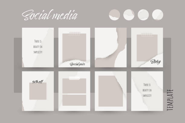 Instagram social media story post background. ripped torn tearing paper texture template mockup in nude nude color. abstract simple vertical layout for card, brochure, flyer. for beauty, make up, care vector art illustration