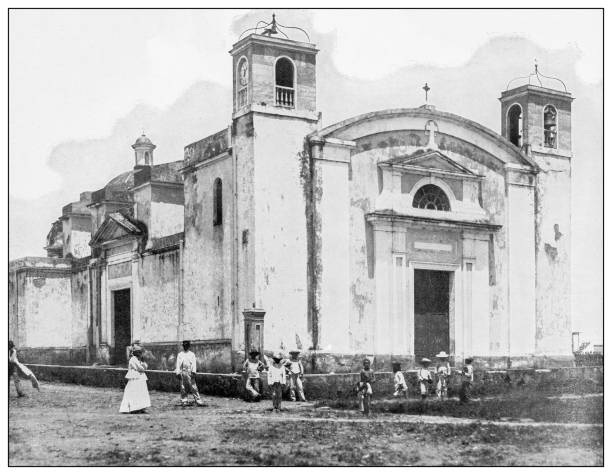 istock Antique black and white photograph: Old Cathedral, Bayamon, Puerto Rico 1327105449