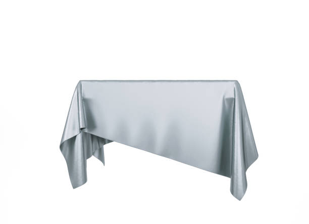 istock Silver silky cloth pedestal podium. 3d rendering. 1327109712