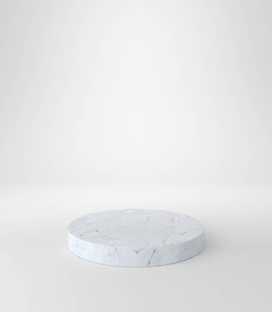 istock White marble pedestal podium, round shape, product stand. 1327109766
