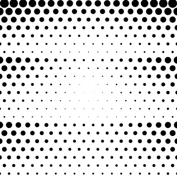 Vector illustration of Duotone pattern of dots in a matrix. Three vertical size gradients.