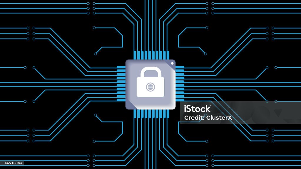 Computer Chip Lock A Lock Chip On A Computer Circuit Board Vector Illustration Stock ...