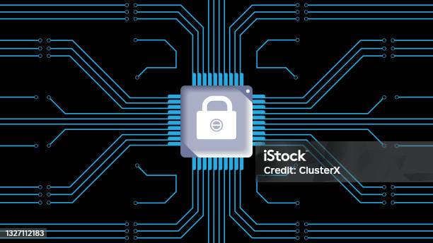 Computer Chip Lock A Lock Chip On A Computer Circuit Board Vector Illustration Stock ...
