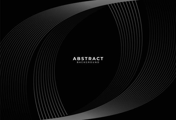 black abstract background with dark gray curve lines design. modern simple stripes lines concept. dark wavy graphic design element with space for your text. suit for cover, poster, banner, brochure, ad. vector illustration - 禮服 幅插畫檔、美工圖案、卡通及圖標