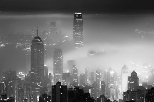 istock Fog over Hong Kong city at night 1327121322