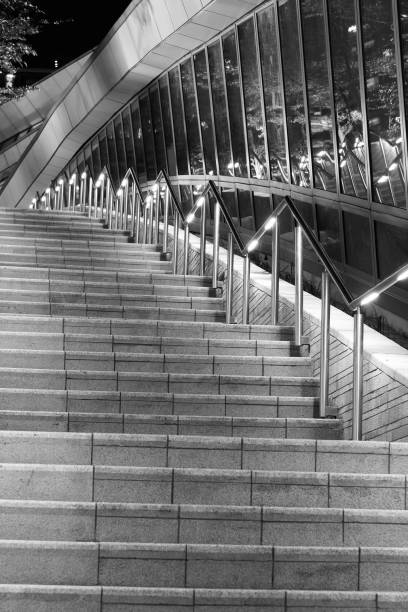 istock Modern stairway of modern architecture at night 1327121486