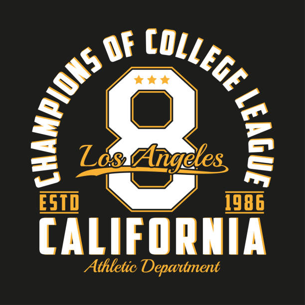 Los Angeles, California typography for design clothes. Graphics for print product, number t-shirt, vintage sport apparel. Vector illustration.
