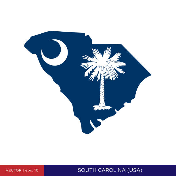 지도 및 사우스 캐롤라이나 (미국) 벡터 스톡 일러스트 디자인 템플릿의 플래그. - south carolina flag interface icons symbol stock illustrations