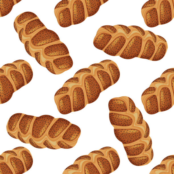 bezszwowy wzór naszkicowanego chleba challah. nadaje się do tapet lub dowolnej dekoracji. ilustracja wektorowa - hanukkah loaf of bread food bread stock illustrations