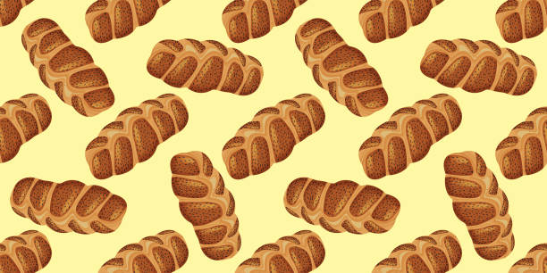 bezszwowy wzór naszkicowanego chleba challah. nadaje się do tapet lub dowolnej dekoracji. ilustracja wektorowa - hanukkah loaf of bread food bread stock illustrations