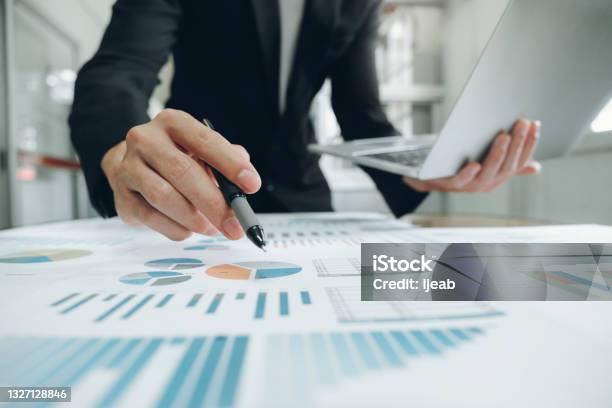 Businessman Analyse Investment Marketing Data Stock Photo - Download Image Now - Finance, Financial Advisor, Investment