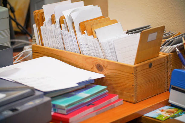 istock Archival card index in the library 1327135712
