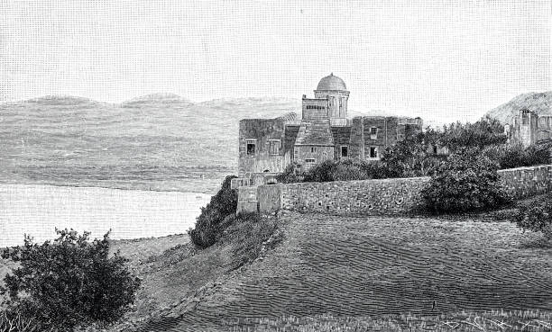 Monastery Gonia, Crete Illustration from 19th century. crete cartoon stock illustrations