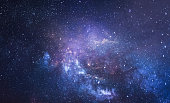 Galaxy and constellation in deep space. Stars and far galaxies. Wallpaper background. Sci-fi space wallpaper