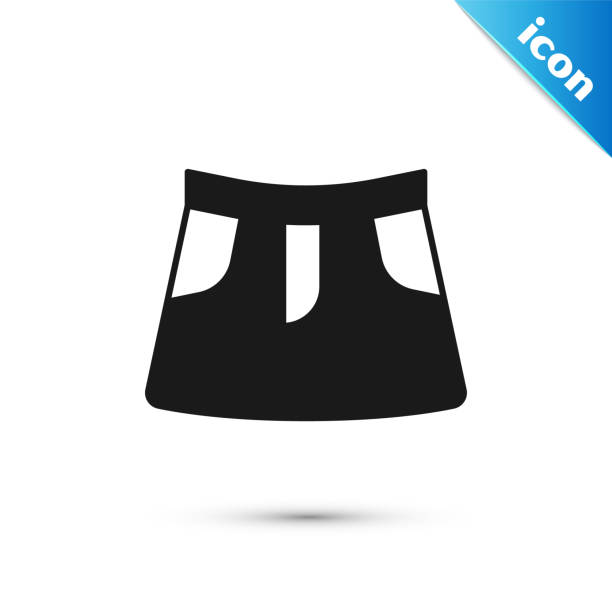 Grey Skirt icon isolated on white background. Vector Grey Skirt icon isolated on white background. Vector. pleated white skirt stock illustrations