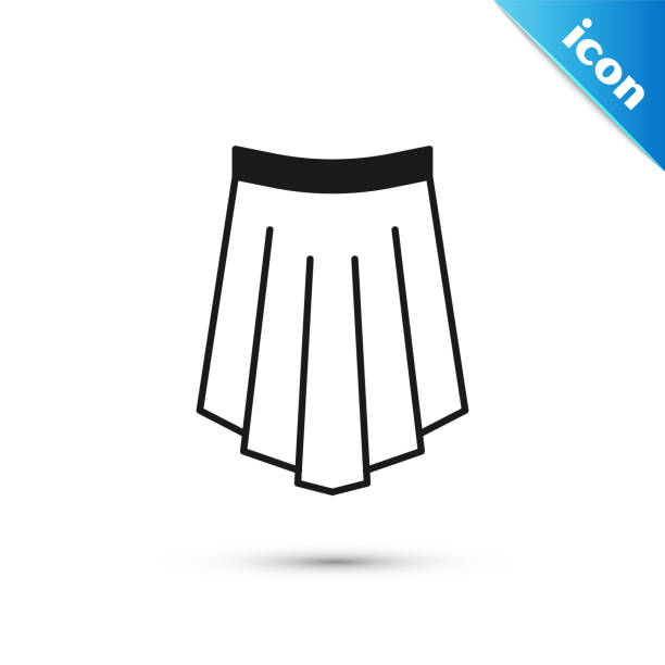Grey Skirt icon isolated on white background. Vector Grey Skirt icon isolated on white background. Vector. pleated white skirt stock illustrations