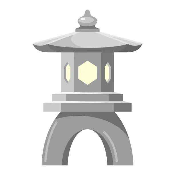 Vector illustration of Traditional Asian garden lantern vector flat illustration. Ethnic Japanese outdoor concrete lamp