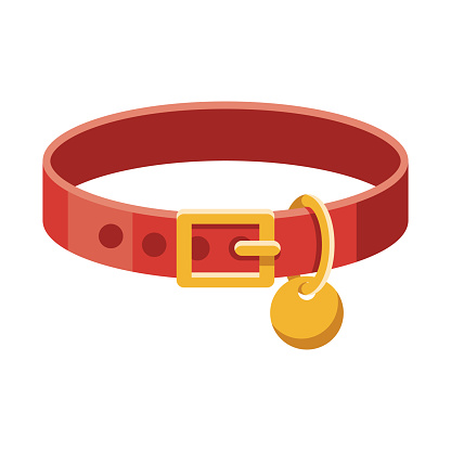 A flat design pet collar icon with long side shadow. File is built in the CMYK color space for optimal printing. Color swatches are global so it’s easy to change colors across the document.