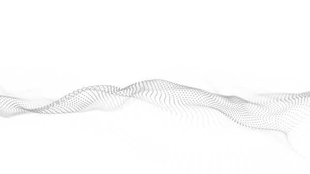 Abstract wave with moving dots. Flow of particles. Cyber technology illustration. 3d rendering.