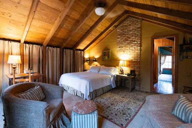 Guest room at Maison Madeleine B&B, authentic 1840 French Creole cottage located on the edge of Lake Martin cypress swamp, Breaux Bridge, Louisiana, USA