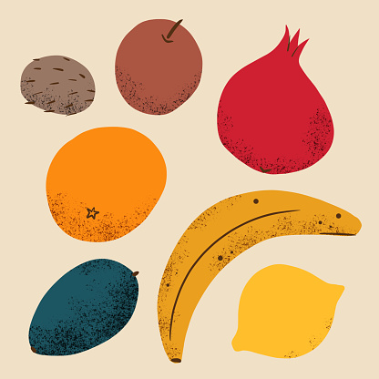 Illustration of playful textured fruit