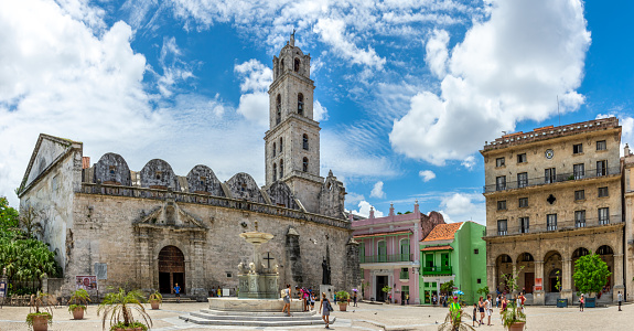 July 31, 2018 - La Havana, Cuba: Plaza de San Francisco de Asís square and Basilica of St Francis of Assisi located at Old Havana, Cuba