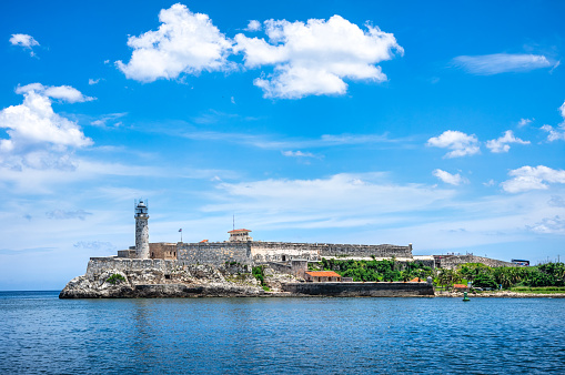 El Morro Spanish fortress and lighthouse in a cloudy day in La Habana. Cuba