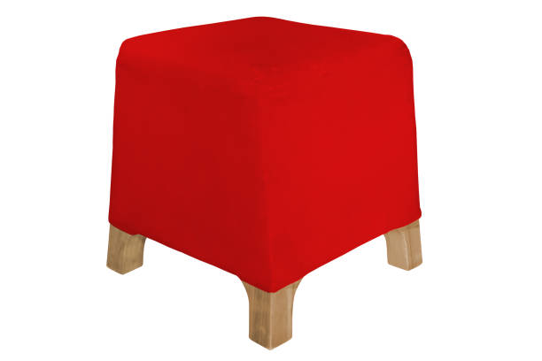 istock Red fabric padded low stool isolated on white background 1327176686