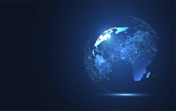 istock Global network connection. World map point and line composition concept of global business. Vector Illustration 1327187528