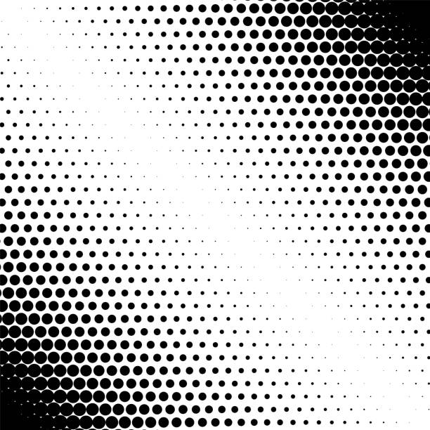 halbton punkte muster matrix dpi futuristische kreise schwarze tapete - raster punkte stock-grafiken, -clipart, -cartoons und -symbole